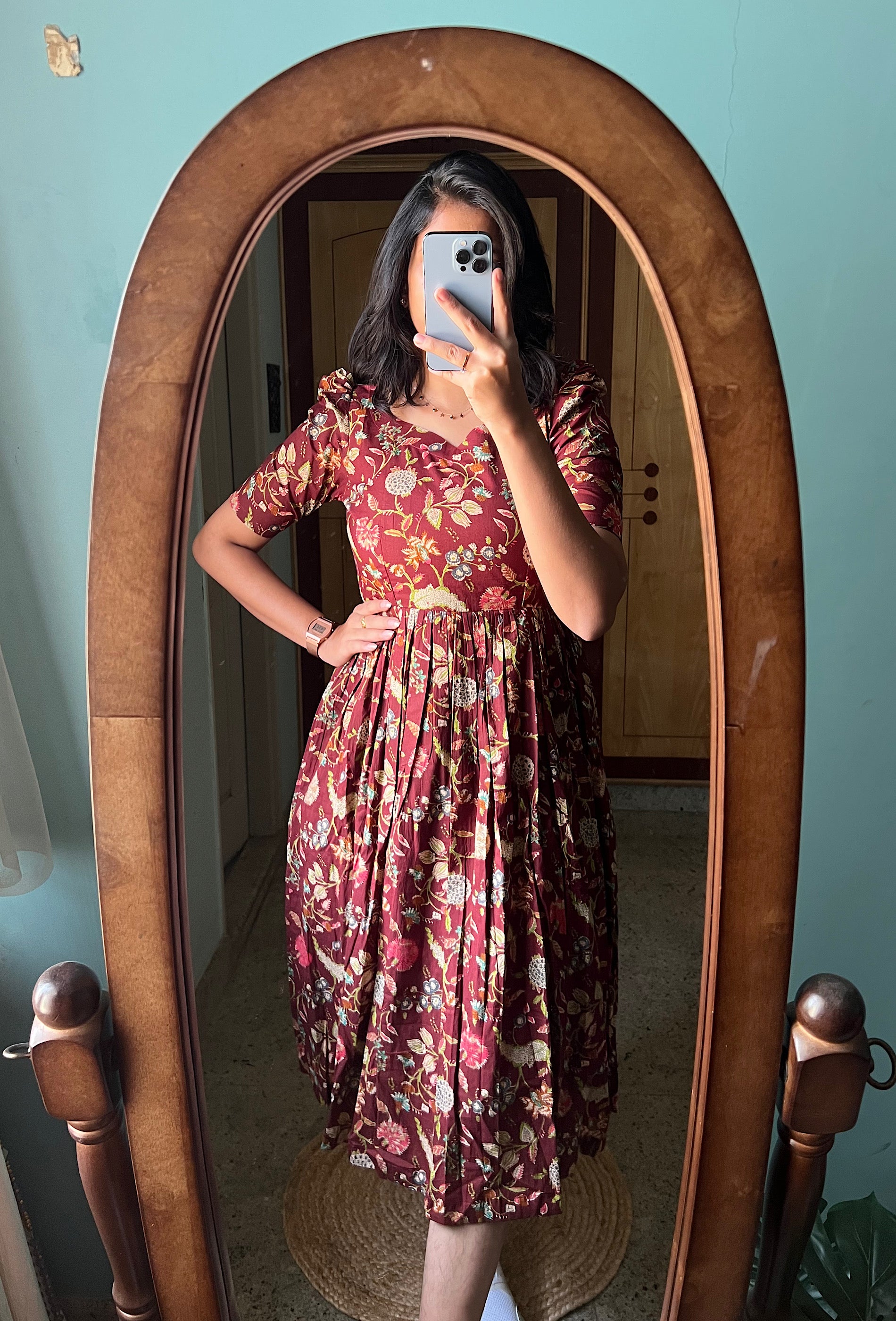 Brown floral dress - RD316