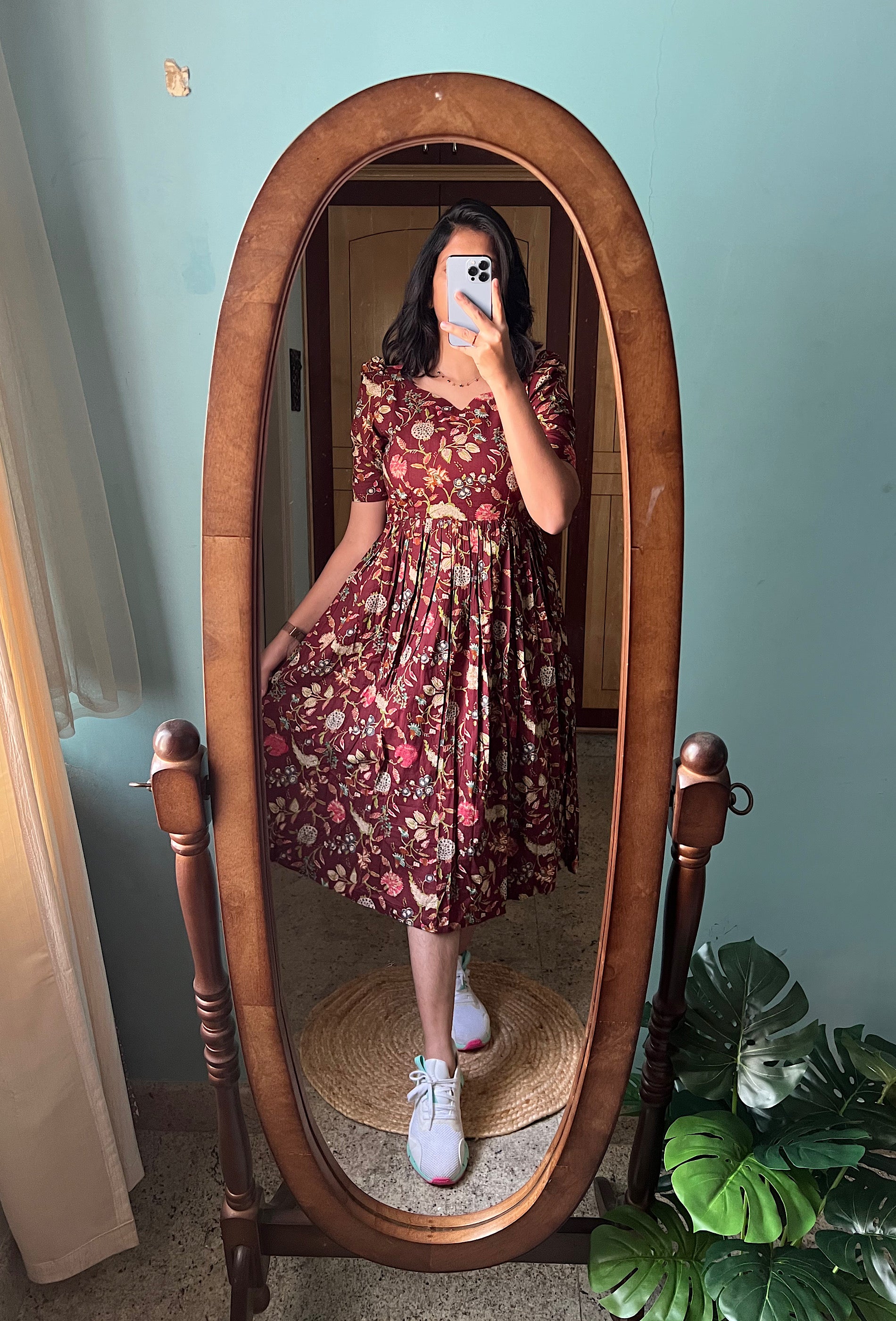 Brown floral dress - RD316