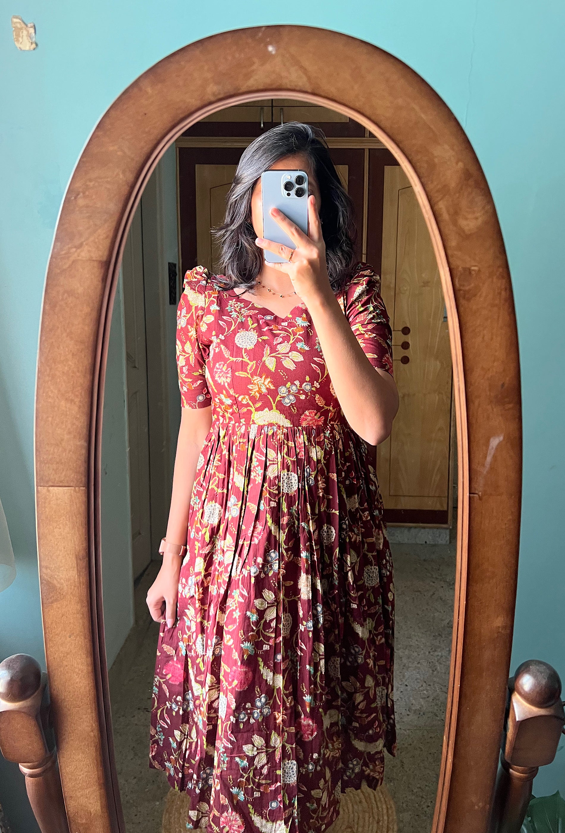 Brown floral dress - RD316