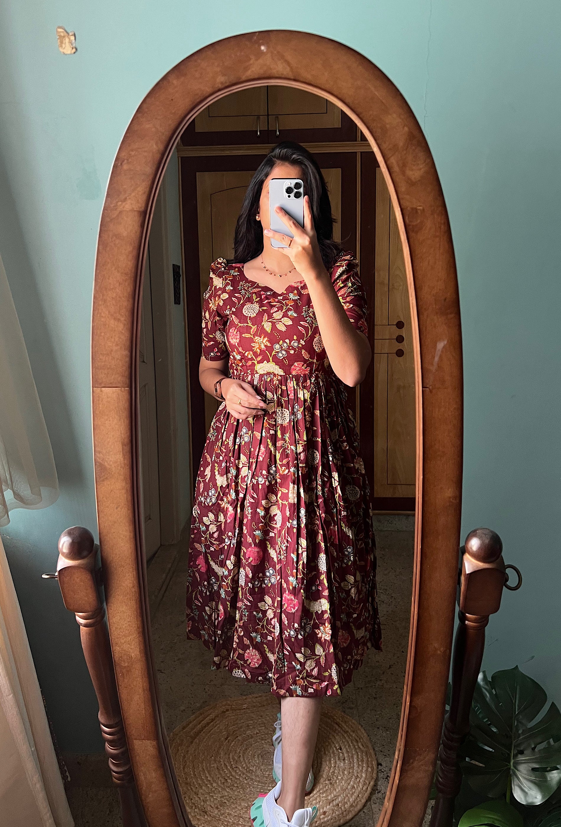 Brown floral dress - RD316