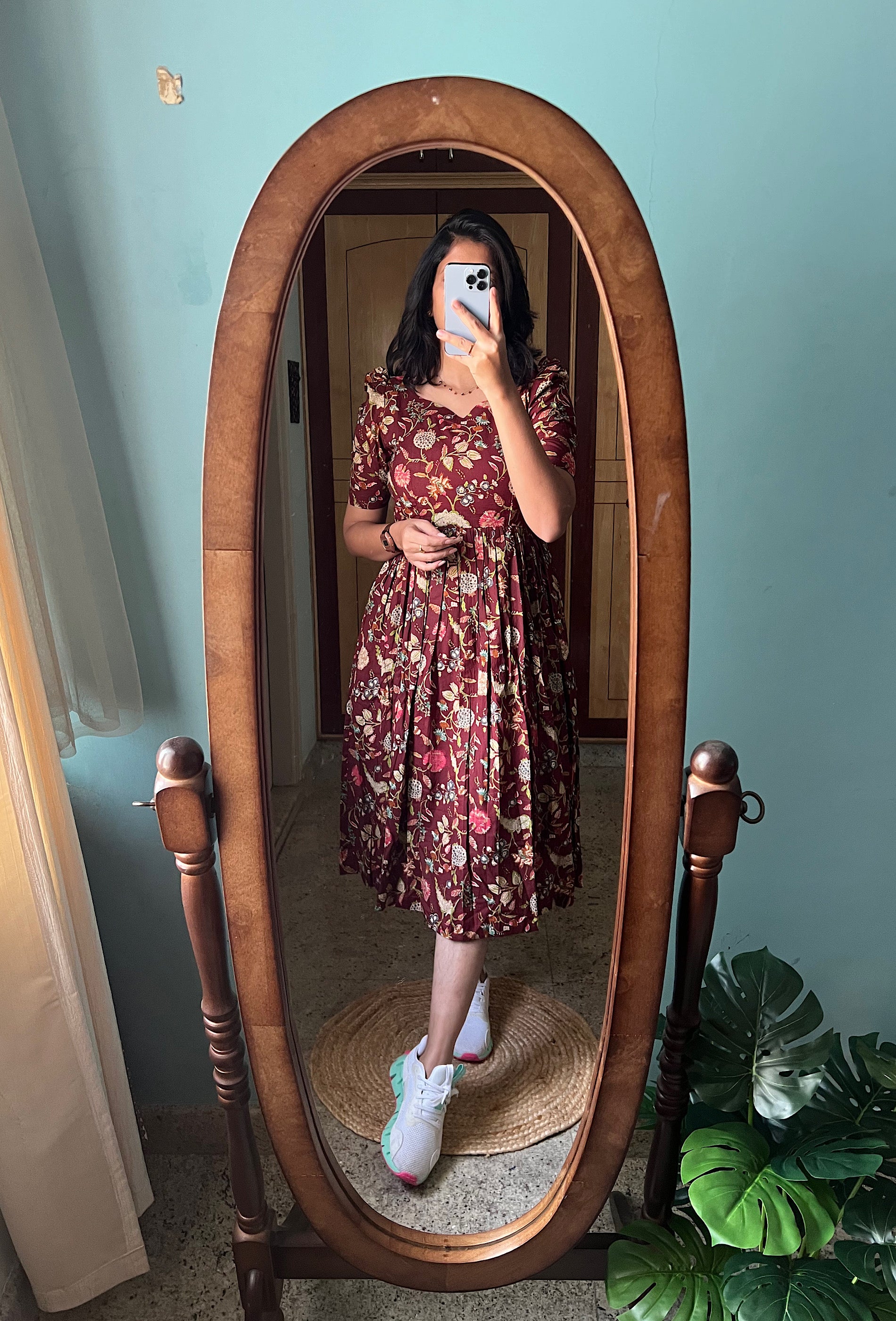 Brown floral dress - RD316